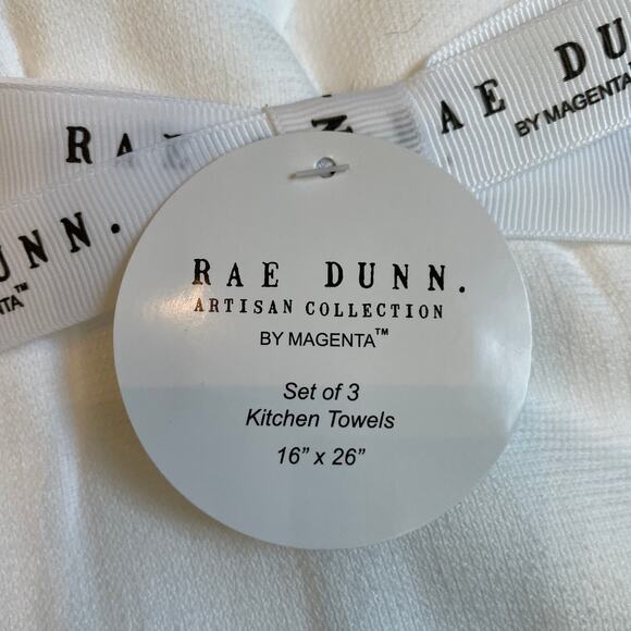 RAE DUNN Farm Charm Set of 3 Summer Yellow Cotton Kitchen Towels 16 x 26 NEW - Picture 4 of 7